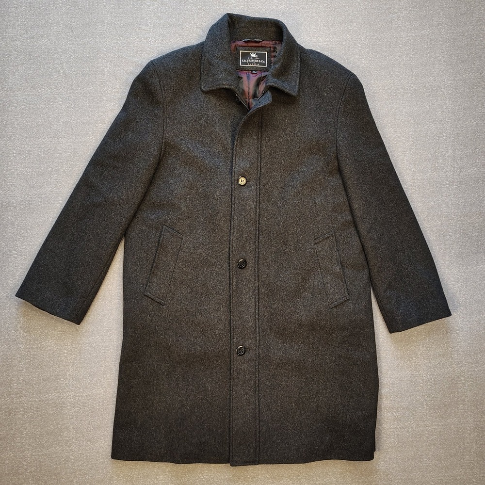 FR Tripler & Co Classic Charcoal Wool Blend Water Repellent Overcoat 42L